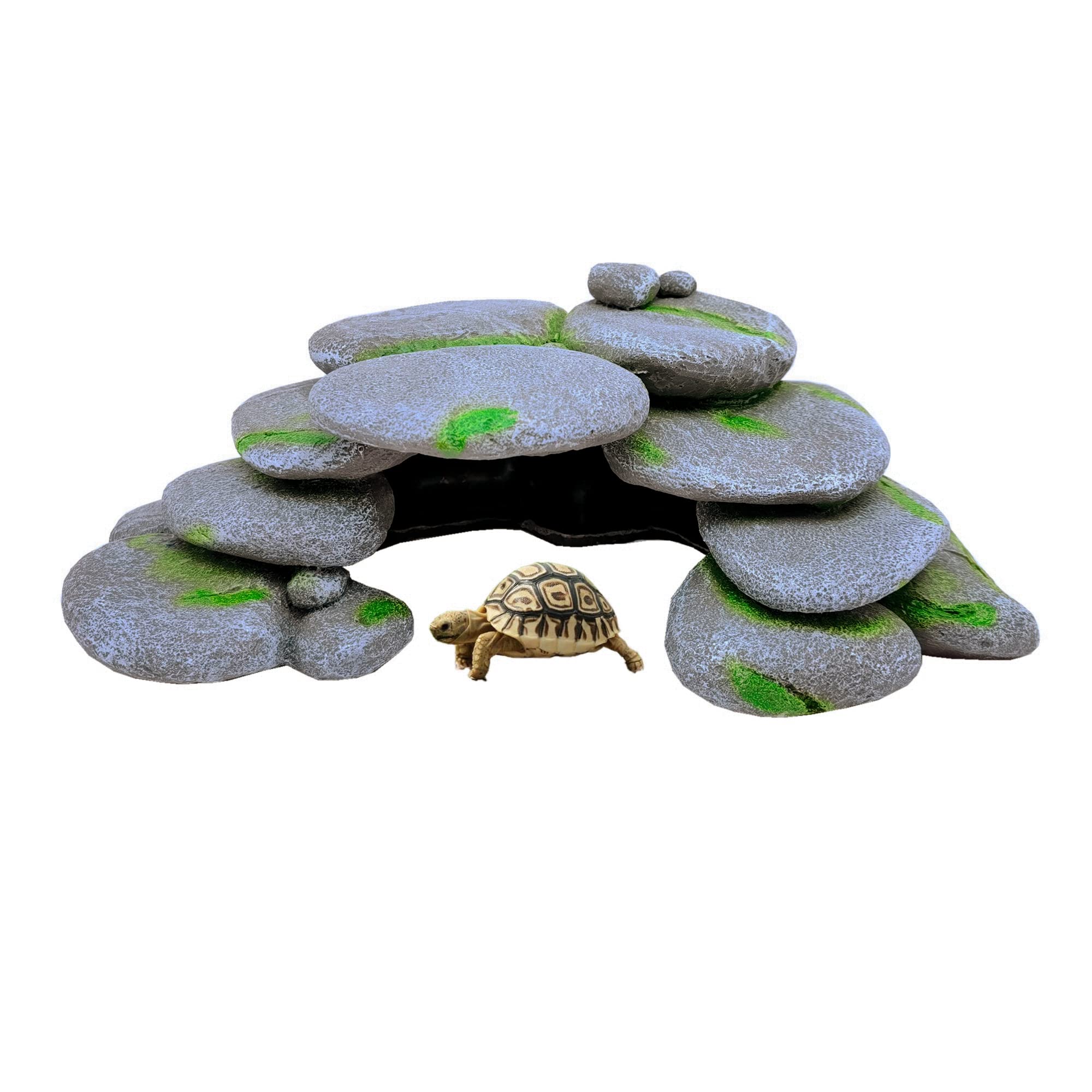 M2cbridge Reptile Hide Resting Step Ledge Cave Hideout Turtle Basking Platform – Great for Reptiles, Amphibians, and Fish (Pebble Arch Cave)