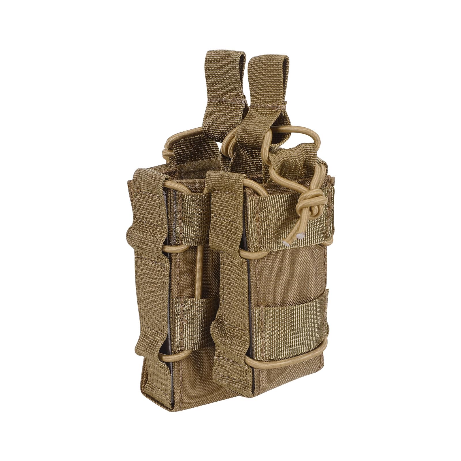 EXCELLENT ELITE SPANKER Open-Top Double Rifle Mag Pouch for M4 M14 M16 G36 AR15 Magazine with Pistol Mag Pouch(Double + Coyote Brown)