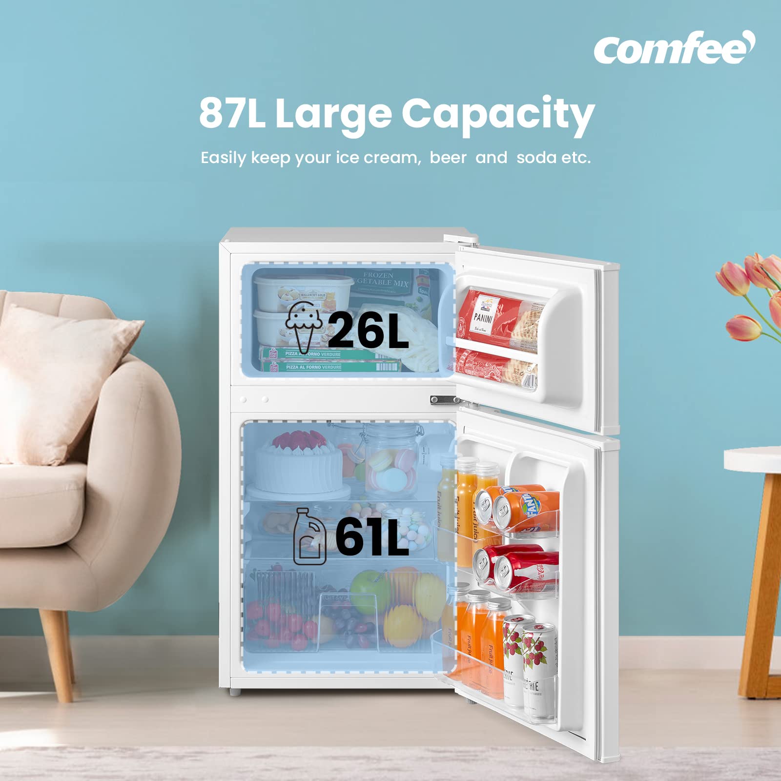 Mua COMFEE' RCT87WH1(E) Under Counter Fridge Freezer, 87L Small Fridge ...