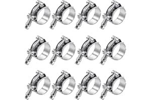 AKIHISA 12 Pack 1 inch T-Bolt Hose Clamps, Stainless Steel_304 Working Range 32mm-37mm for 1" Hose ID, Turbo Intake Intercooler Clamp for Automotive