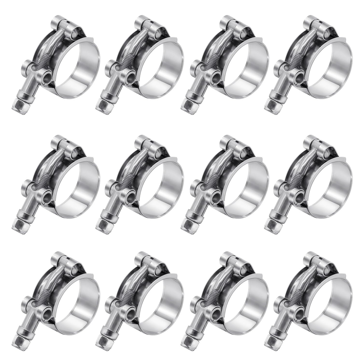 thumbnail interactive-video image 1 of 10-Pack 2" T-Bolt Stainless Steel Hose Clamps – Turbo Intake Silicone Clamps 1 of 4