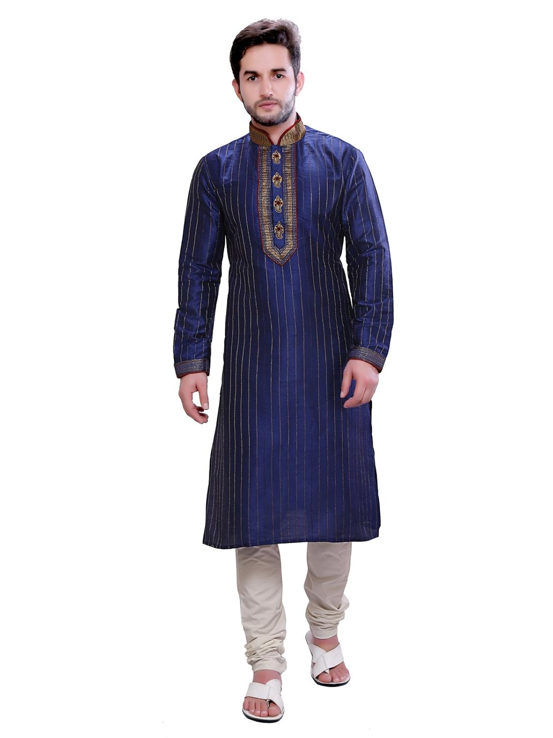 a.b.c. garments blue silk kurta and pyjama set for men
