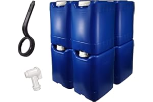 API KIRK CONTAINERS 5 Gallon Samson Stackers, Blue, 8 Pack (40 Gallons), Emergency Water Storage Kit - New! - Boxed! Includes 1 Spigot and Cap Wrench