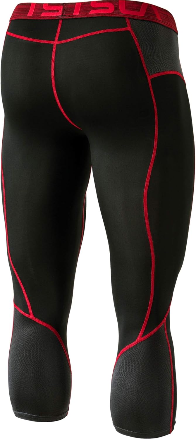 TSLA Men's Compression 3/4 Capri Pants Baselayer Cool Dry Sports Running Yoga Tights : Clothing