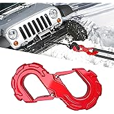 BHock Auto S-Shape 3/8 Winch Shackle, Heavy Duty Winch Hook, Galvanized to Prevent Rust, Vehicle Recovery Hook for Towing SUV, ATV, Trucks, Trailers (Red)