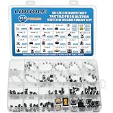 LIDUOLE 26Values Micro Momentary Tactile Push Button Switch Switches Kit | 26Sizes, 245Pcs, 2 Pin, 3 Pin, 4 Pin, Tact Pushbutton Microswitches Set