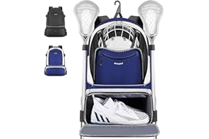 Arcoyard Extra Large Lacrosse Backpack with 2 Stick Holders, Professional Lacrosse Bag for Youth with Ventilated Cleats Compartment and Insulated Pocket, for All Field Hockey Gear
