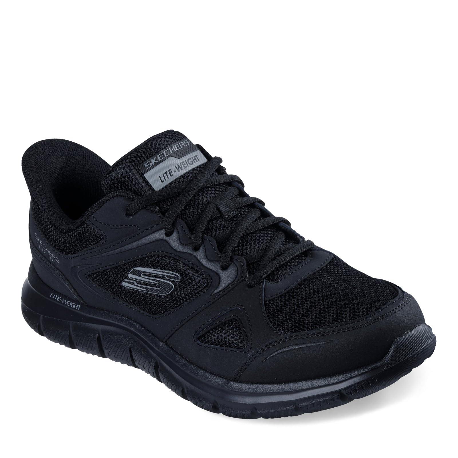 Skechers Men’s Track Ezral Hands Free Slip-in Sneaker,Black/Black,7 Wide