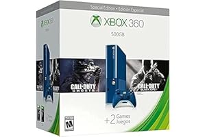 Xbox 360 500GB Special Edition Blue Console Bundle with Game Downloads of Call of Duty Ghosts and Call of Duty Black Ops 2