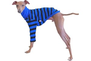 D DOGGY STAR Italian Greyhound Clothes Flexible T Shirts Whippet for Dogs (3XL,Stripe Blue/Black)