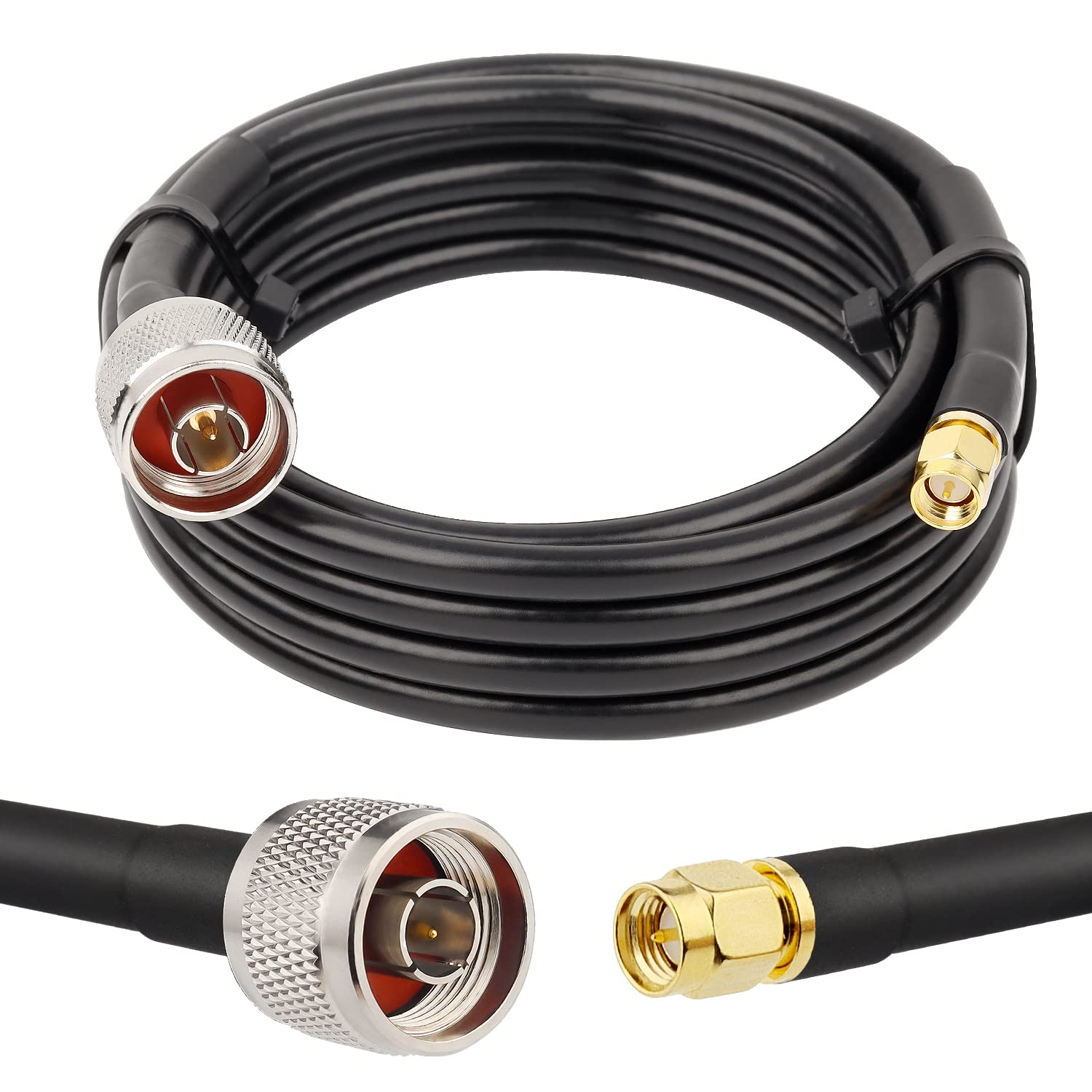 MOOKEERF SMA to N Cable 15ft,Low Loss N Male to SMA Male Cable KMR240,N Male KMR240 SMA,N to SMA Cable for WiFi Router/GPS Receiver/Antenna Use