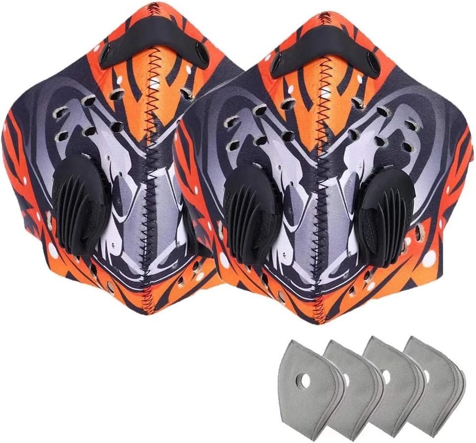 SamGreatWorld 2 Pcs Outdoor Cycling Masks with 4 Pcs Activated Carbon Filter Windproof Breathable Anti Dust Half Face Mask Reusable Adjustable Riding Mask for Running Motorcycling Skiing