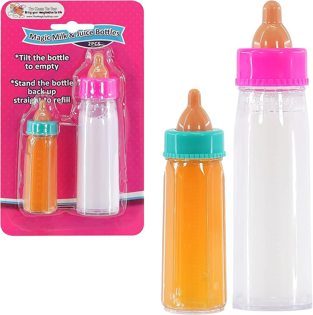 The Magic Toy Shop Bibi Doll Set of 2 Baby Dolls Feeding Bottles