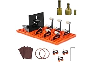Glass Bottle Cutter Kit, FIXM DIY Glass Cutter for Bottles with Grid Baseboard and Adjustable Baffle Design, Complete Set of Bottle Cutter & Glass Cutter for Square and Round Bottle