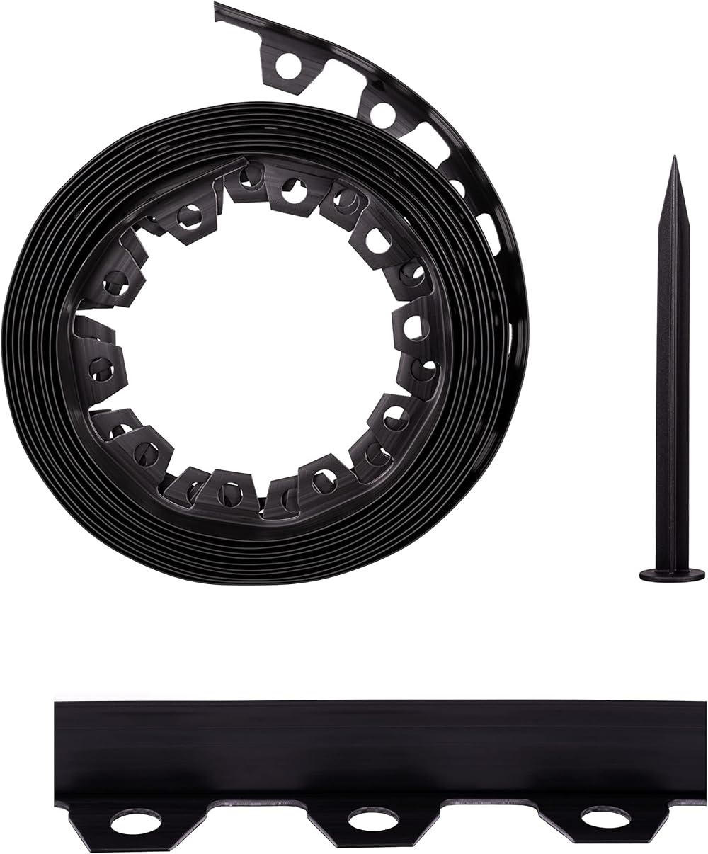 KB Tools Lawn Garden Edging Border 32ft 10m Heavy-Duty Ground Stakes 4cm