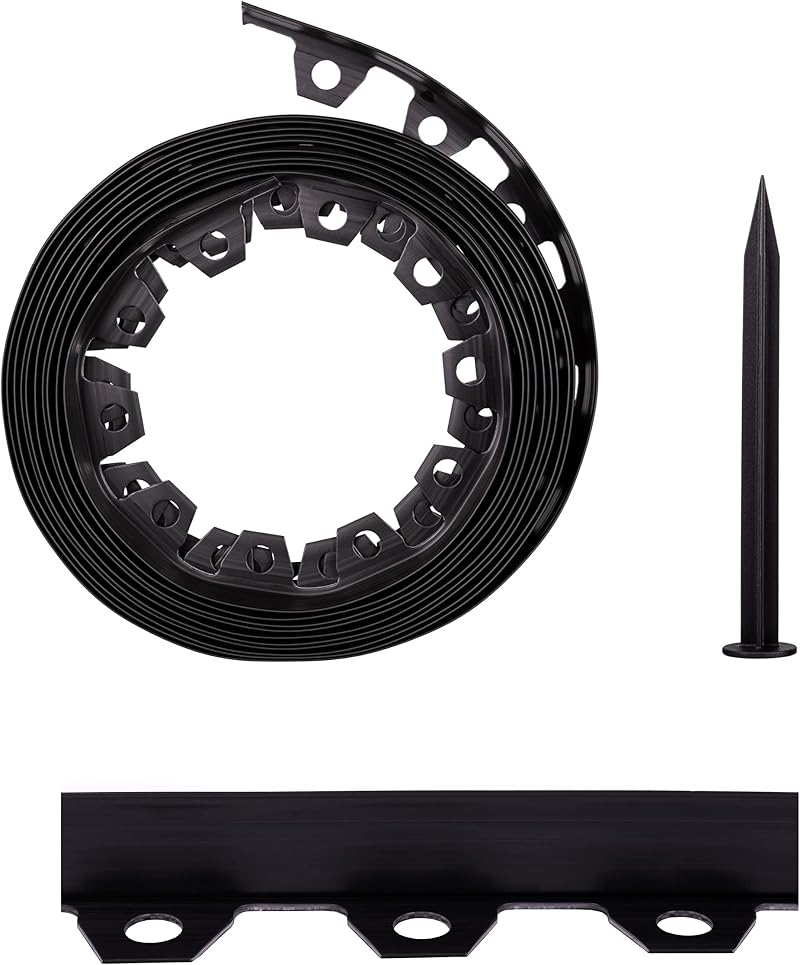 KB Tools Lawn Garden Edging Border 32ft 10m Heavy-Duty Ground Stakes 4cm