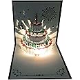 Akeydeco 3D Pop Up Birthday Cards,Warming LED Light Cake Music Happy Card Postcards Greeting Cards Laser Cut Best for Mom,Wife,Sister, Boy,Girl,Friends 1 Pack