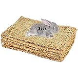 Grass Mat Woven Bed Mat for Small Animal Bunny Bedding Nest Chew Toy Bed Play Toy for Guinea Pig Parrot Rabbit Bunny Hamster 