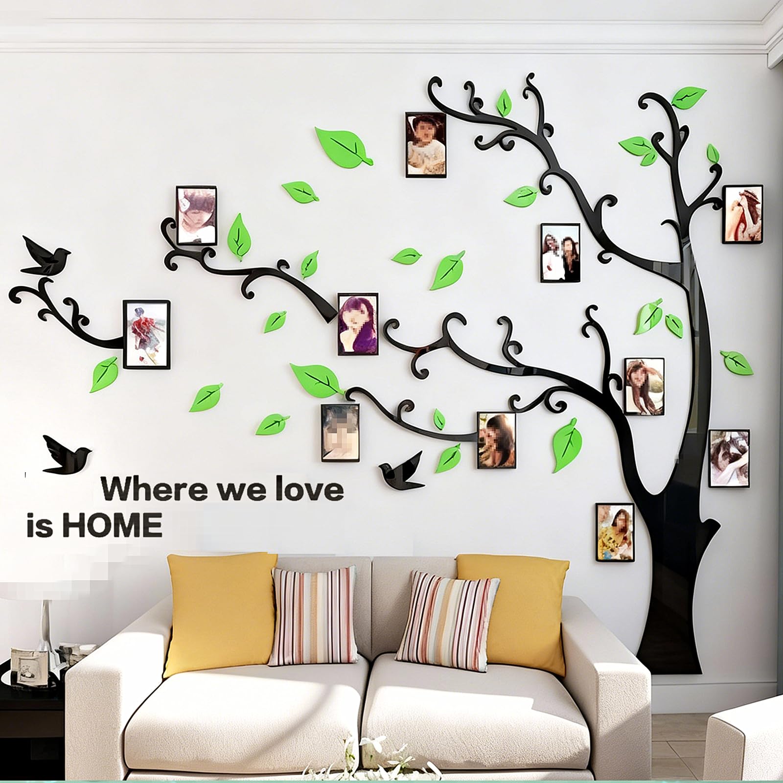 Tree Wall Stickers 3D DIY Tree Wall Decal Art Murals Large Family Photo Frames Tree Decoration for Living Room Bedroom Restaurant Home Decor