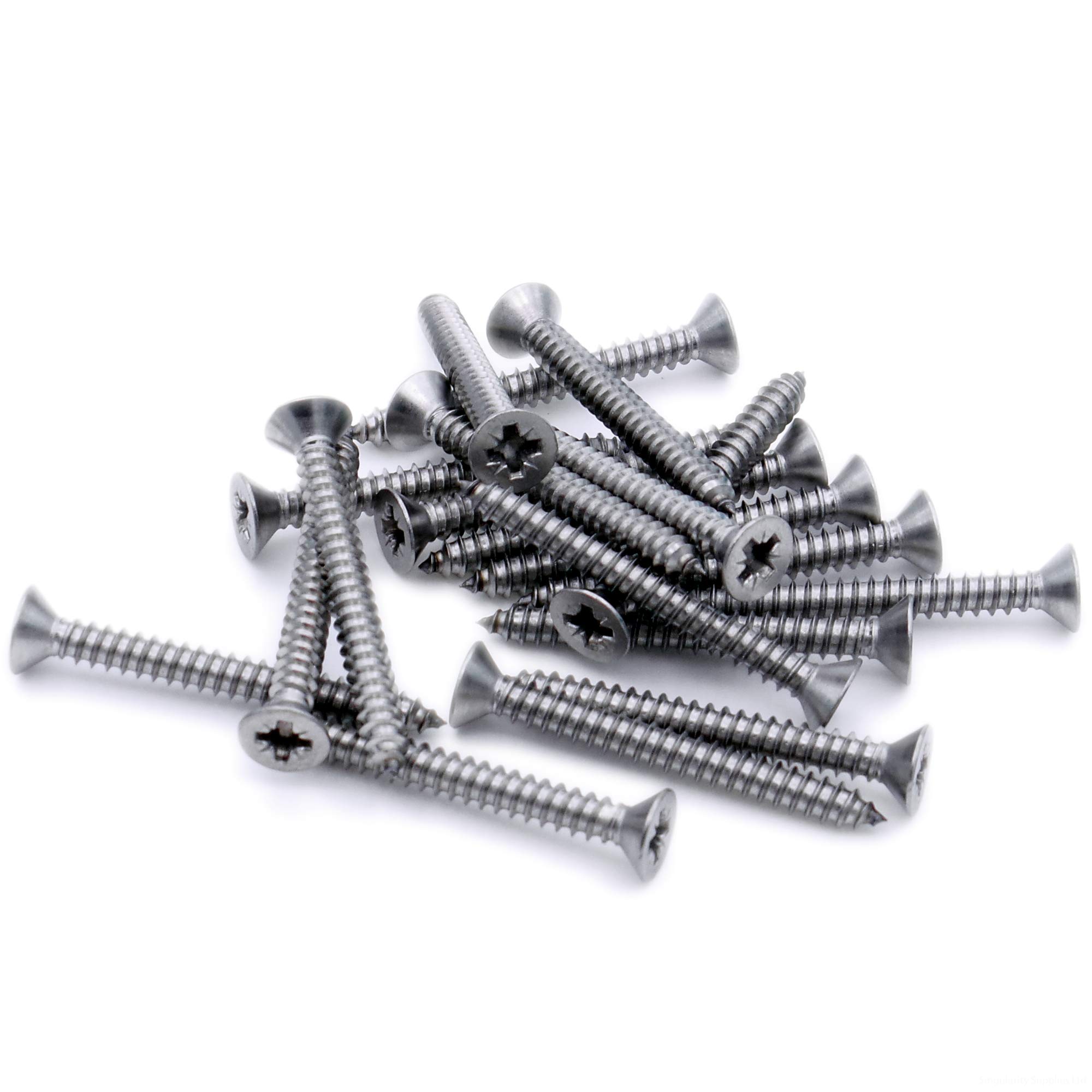 No.4 x 0.3125 (2.9mm x 8mm) Pozi Countersunk Self-Tapping Screw - Stainless Steel (A2) (Pack of 20)
