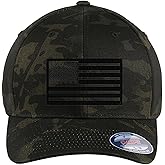 G&B American Flag Baseball Cap, 6277 Flex Fitted, Blackout Design, Patriotic US Flag Hat for Men and Women