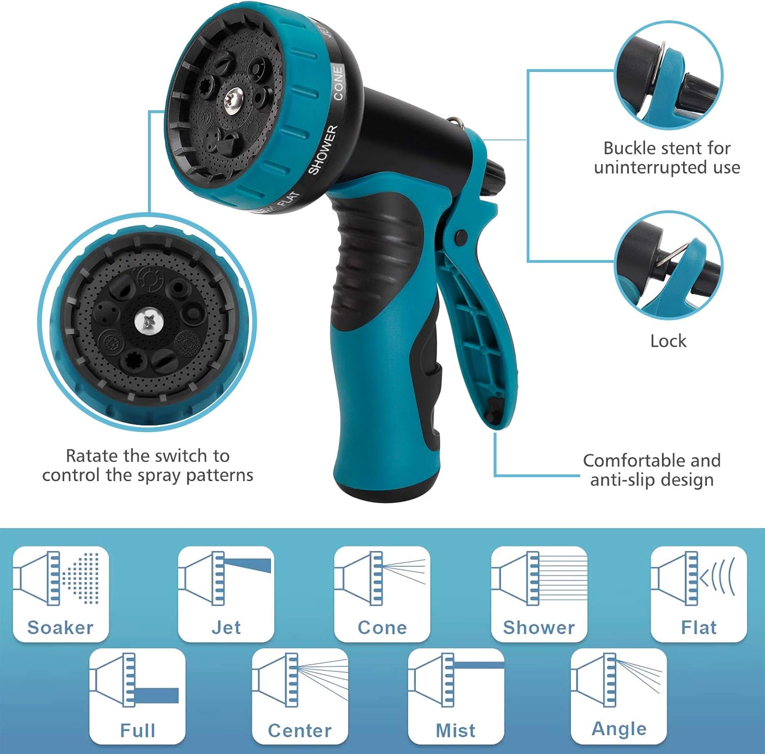 Gpeng 50ft Expandable Garden Hose, Water Collapsible Hose with 9 Function Spray Nozzle, Durable 3-Layers Latex Core with 3/4" Solid Brass Fittings, Lightweight Expanding Flexible Hose : Garden & Outdoor