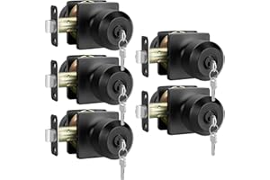 Haidms 5 Packs Black Door Knob with Key, Keyed Alike Exterior Door Knobs with Lock, Entry Door Knob for Bedrooms, Bathrooms, Matte Black Locking DoorKnobs