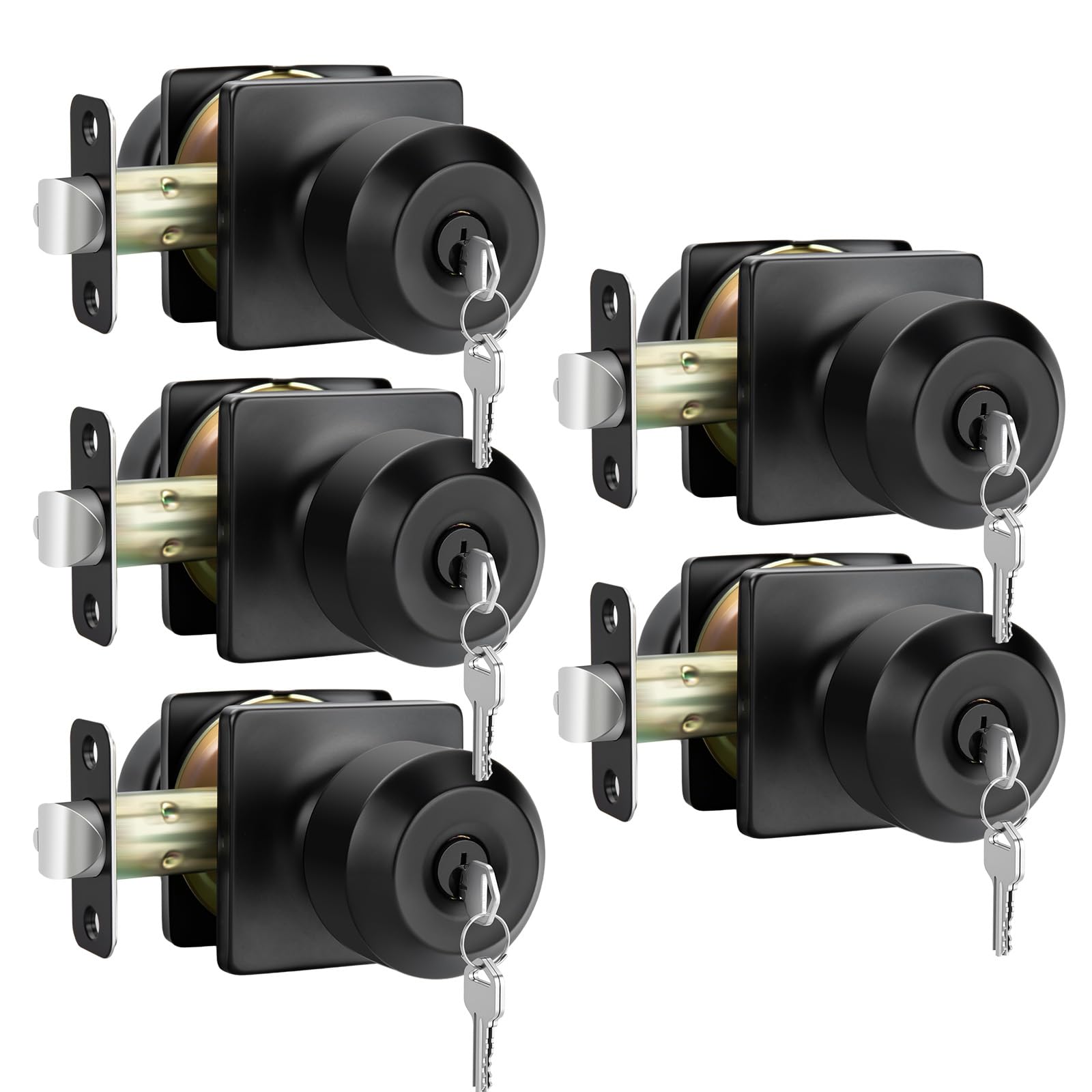 Photo 1 of Haidms 5 Packs Black Door Knob with Key, Keyed Alike Exterior Door Knobs with Lock, Entry Door Knob for Bedrooms, Bathrooms, Matte Black Locking DoorKnobs