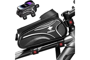 WOLFILIST Bike Bag - Waterproof Bike Frame Bag with Sun-Visor Rain Cover, Bike Phone Holder with TPU Sensitive Touch Screen, Handlebar Bag Bicycle Accessories, Large Capacity Suitable Phone Under 7"