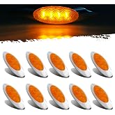 Partsam 10Pcs 6-5/8 Amber 4LED Side Marker Clearance Lights with Bullet Plug, Truck Panelite Lights Turn Signal Compatible with Peterbilt/Kenworth/Freightliner, Sealed Waterproof, 12V