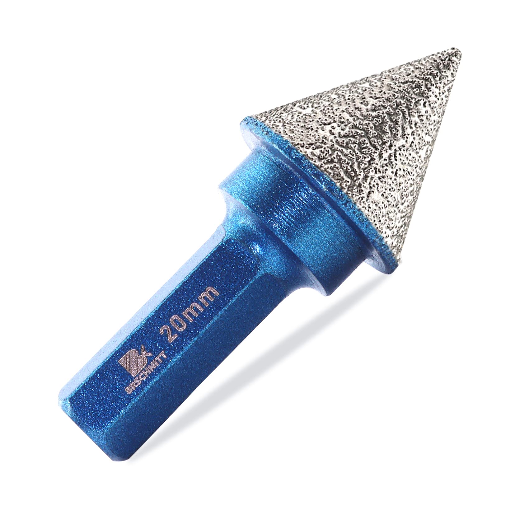 Diamond Beveling Chamfer Bit,BRSCHNITT 20mm Diamond Finger Milling Bits hex shank for enlarging, polishing and bevelling the exsit holes