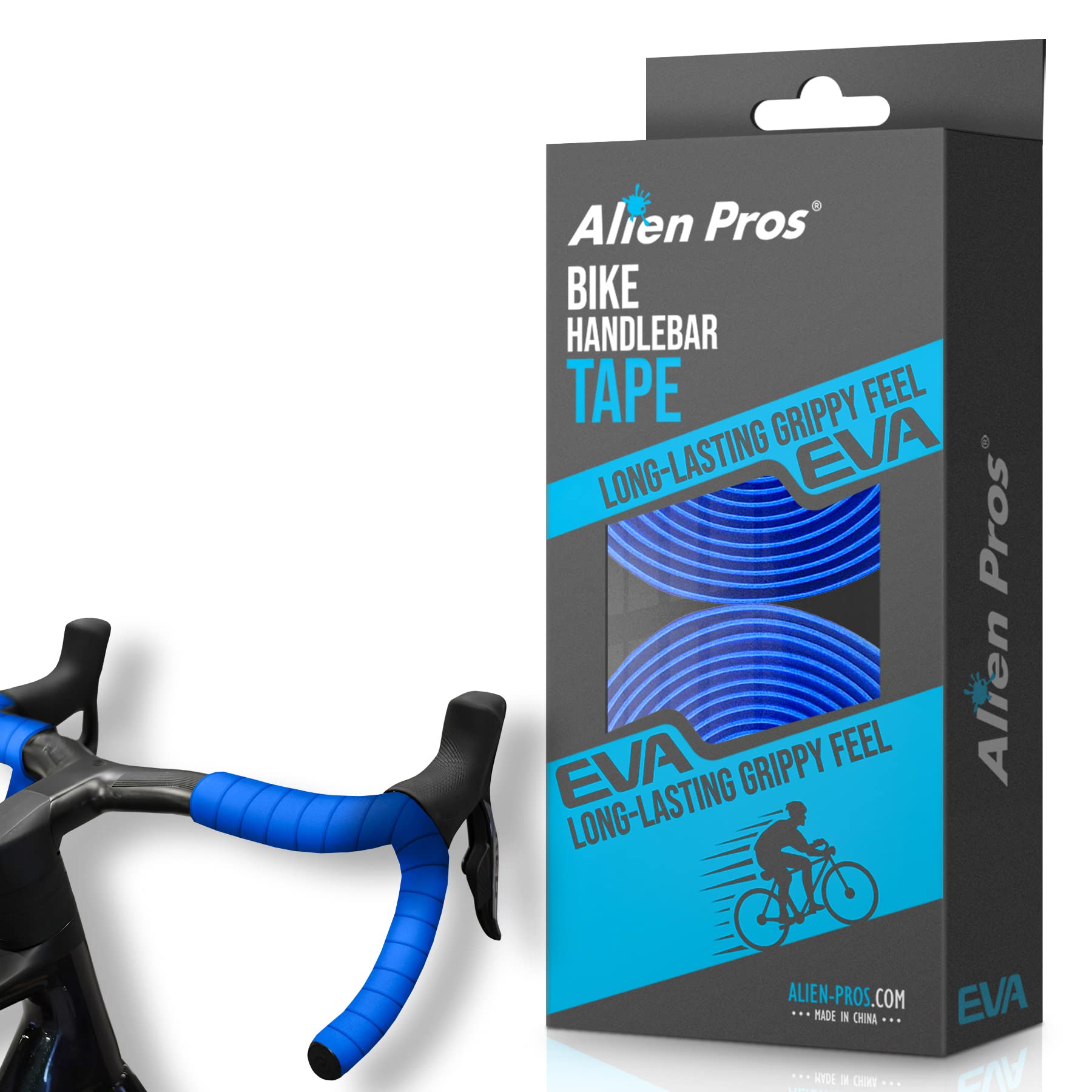 Alien Pros Bike Handlebar Tape EVA (Set of 2) Blue - Enhance your bike grip with these bicycle handle bar tape - Wrap your bike for an awesome comfortable ride (Set of 2, Blue)