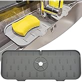 Kitchen Faucet Sink Splash Guard, Silicone Water Catcher Mat – Sink Draining Pad Behind Faucet, Grey Rubber Drying Mat for Ki