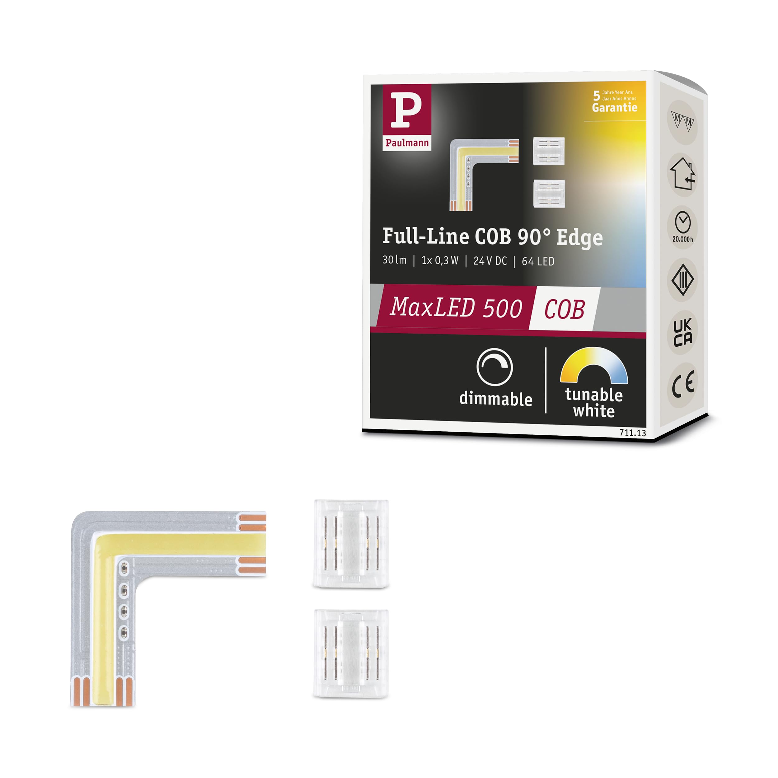 Paulmann 71113 MaxLED 500 LED Strip Full Line COB Corner 0m 0.35W 1000lm/m 2.133LEDs/m Tunable White LED Strip Expandable