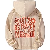 WDIRARA Girl's Cartoon Letter Graphic Print Hoodie Long Sleeve Sweatshirt Pullovers