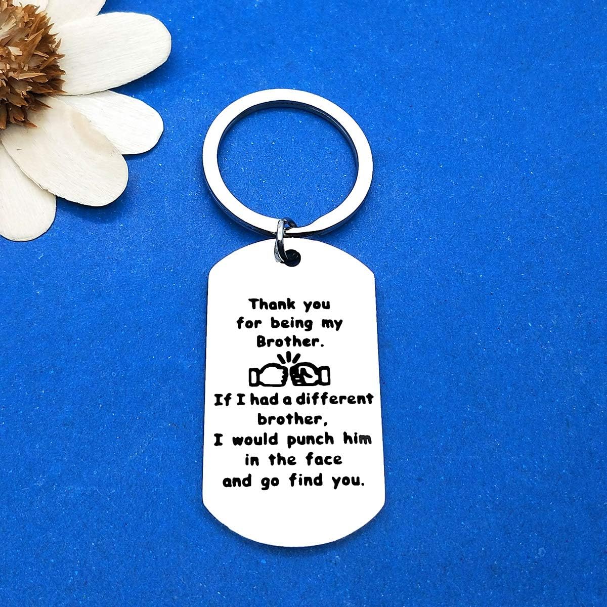Brother Keychain Funny Brother Gifts from Sister Brother Thank You for Being My Brother Keyring Best Friend Gift Friendship Gifts for Men Wedding Christmas Birthday Gift Brother to Brother Gifts - Image 4