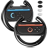 FANPL Steering Wheel for Nintendo Switch 2, Comfort Grip for Mario Kart Wheel JoyCon 2 Controller with 4 Thumb Caps, Enhance Racing Experience (Black-Black)
