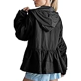 TAQCUX Womens Hooded Babydoll Jacket Lightweight Oversized Windbreaker Coat Casual Drawstring Hoodie
