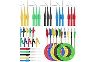 ALLmeter Back Probe Kit with Storage Box,35PCS Automotive Test Leads Set,Including 5 Large Alligator Clips,5 Wire Piercing Probes,Multi Angle Flexible Needle,for Automotive Diagnostics,Electronics