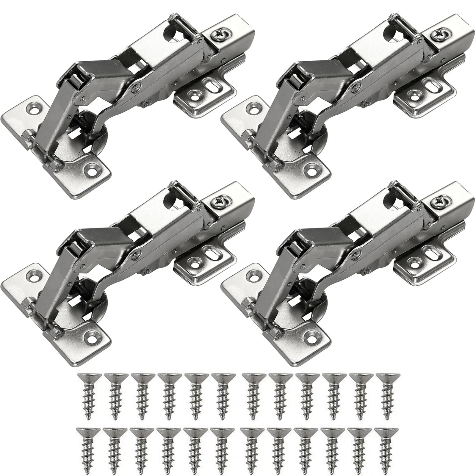 Bohaner 4 Pcs 165 Degree Kitchen Cabinet Hinges Soft Close Cupboard Door Hinges Folding Mute Cabinet Hinge with Fixing Screws Full Overlay Wardrobe Door Hinge