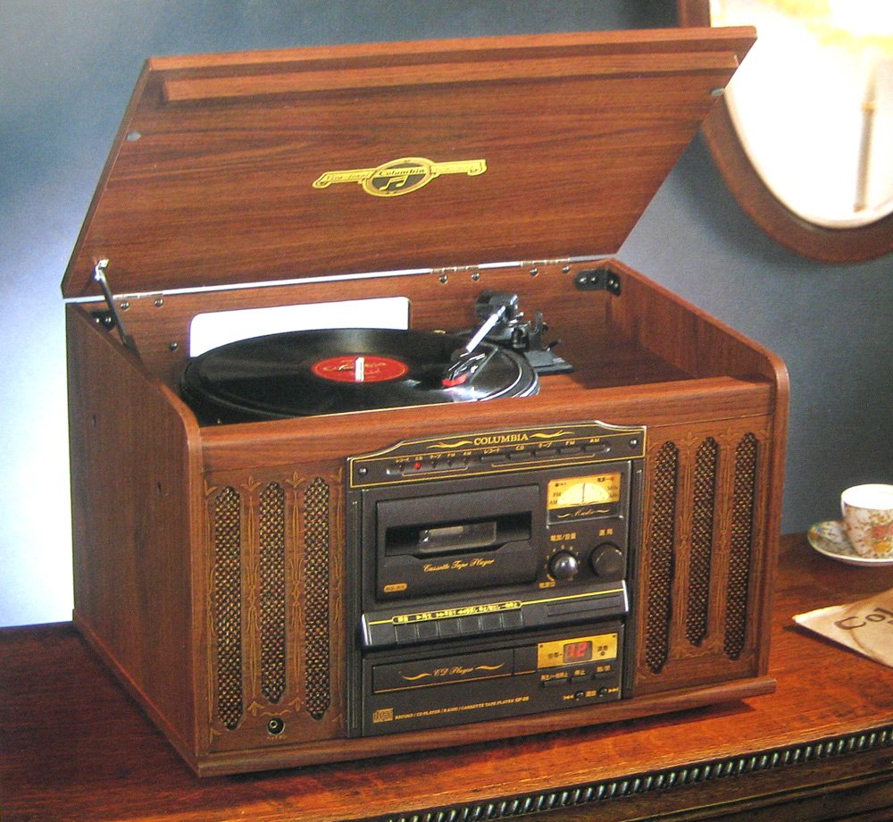 コロンビア GP-28 CD/カセット/レコード/ラジオ 動作確認済み コロンビアGP-28音聴箱レコードプレーヤ-/AM,FM/カセット/CD