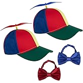 Framendino, 2 Pack Rainbow Propeller Hats Detachable Helicopter Top Cap Baseball Hat with Adjustable Bow Tie for Adult