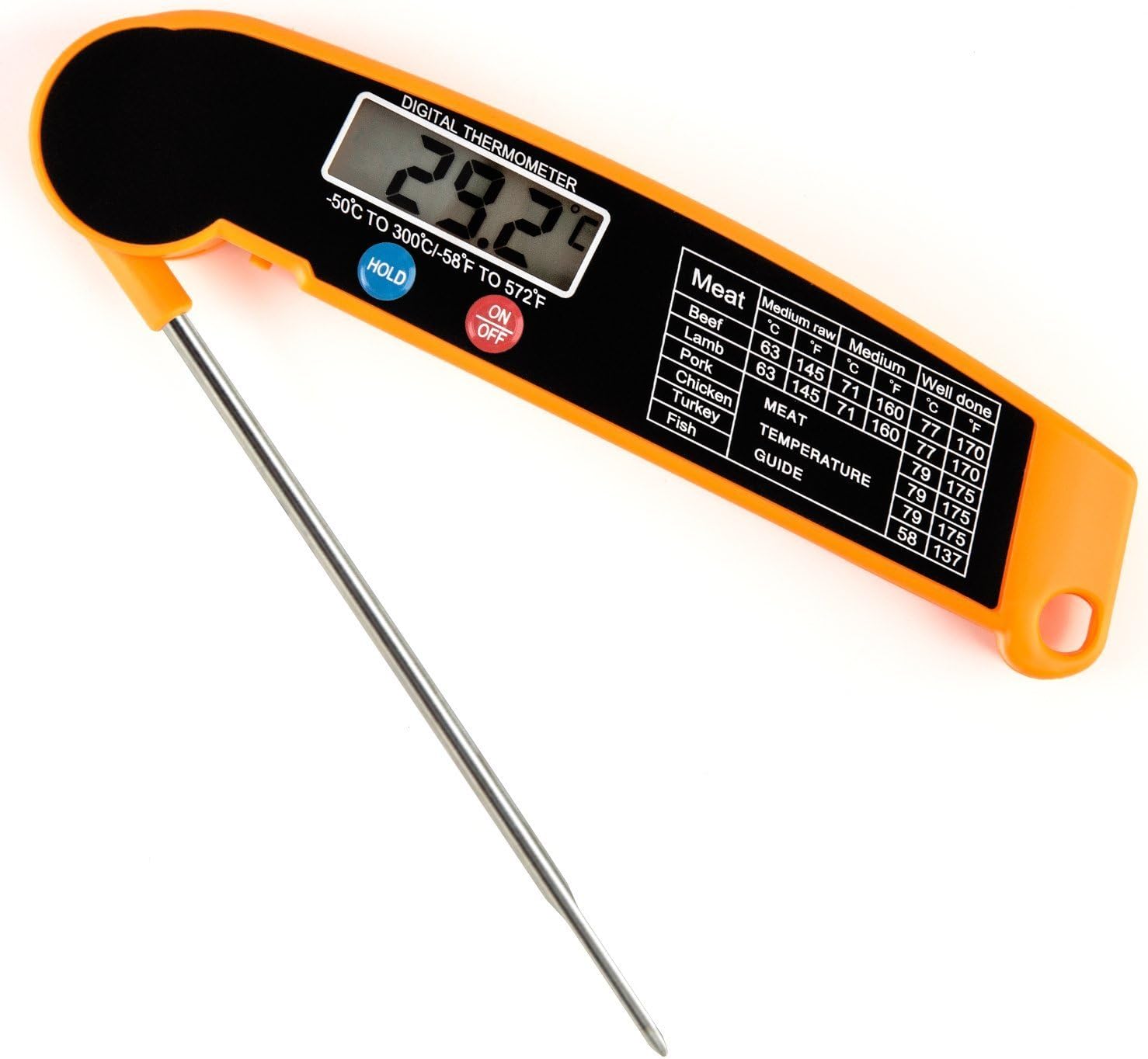 Digital BBQ Meat Thermometer with Foldable Long Probe, TEMPCARE Instant