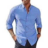 PJ PAUL JONES Men's Oxford Button Down Shirt Long Sleeve Regular Fit Business Casual Dress Shirts with Chest Pocket