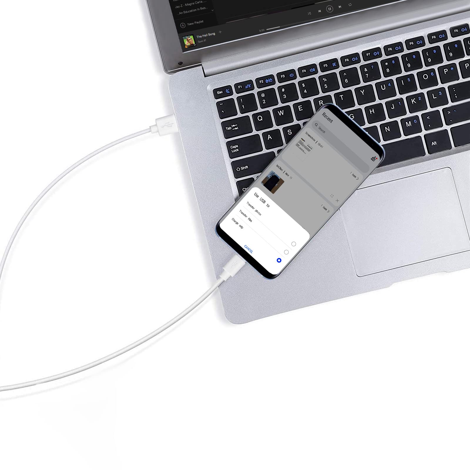 Smays USB to Micro USB Cable 3ft Charging Cord White 2-Pack