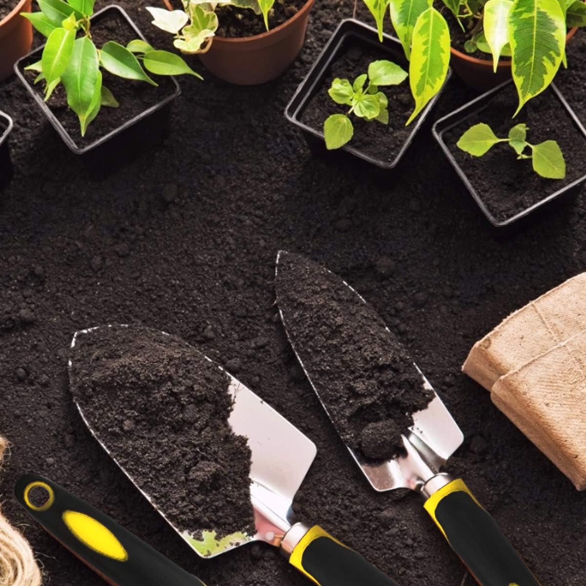 Enegitech Gardening Tools Set, 7 Piece Garden Hand Tools Heavy Duty Gardening Kit Includes Weeder Hand Trowel Spade Rake Garden Fork Pruning Shear for Kids Women Man Garden Gift Set : Garden & Outdoor