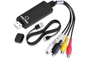 AIFUSI Video Capture Card, USB Capture Card Device, Audio Video Converter Grabber for RCA to USB-Convert VHS Mini DV VCR Hi8 DVD to Digital, for PC TV Tape Player Camcorder, MAC Windows Vista Compatible