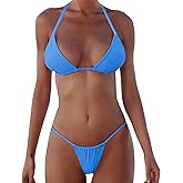 XUNYU Thong Bikini Sets for Women - Brazilian Micro String Bikinis Sexy Two Piece Swimsuit Triangle Top Halter Bathing Suits