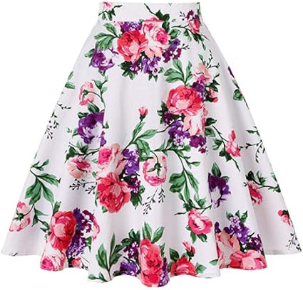 Heheab L Hiver Jupe Poudre Blanche Impression Coton Vintage Femmes Plissee Taille Haute Une Elegante Ligne 50s 60s Facile Partie Jupes Midi Amazon Fr Sports Et Loisirs