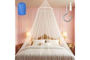 SHRUY Mosquito Net for Bed, Large White Bed Canopy for Girls, Hanging High Dome Design for Girls Bedroom, Easy Installation Lightweight Breathable Mesh, Travel with Storage Bag (Lace Flower)